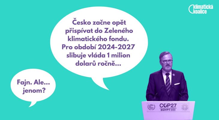 Česko napravuje ostudu. Premiér Fiala na konferenci COP 27 oznámil příspěvek do Zeleného klimatického fondu
